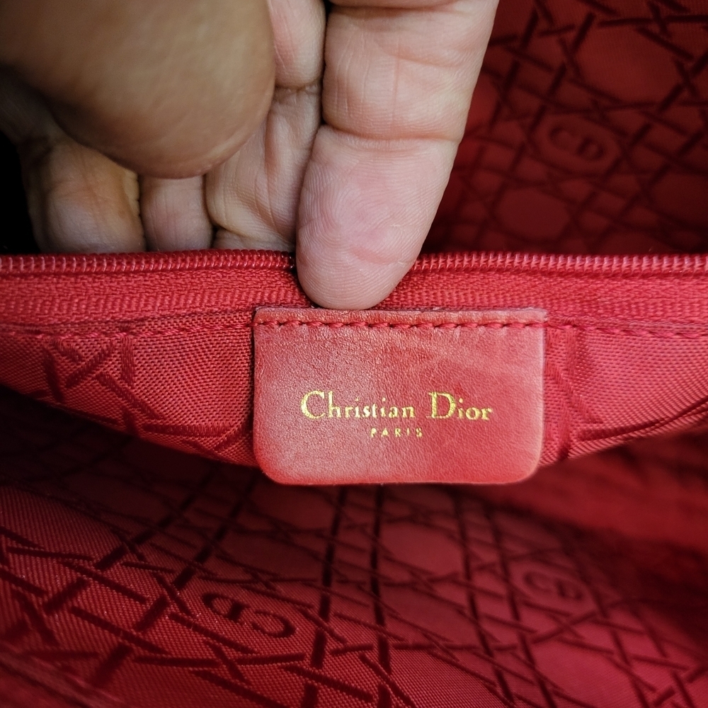 Christian Dior Cannage Tote Hand Bag Quilted Leather Cloth Black...Auth,,w/COA - Picture 6 of 16